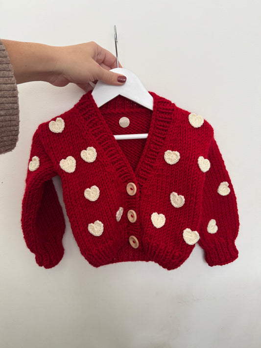 6-12m chunky red heart cardigan