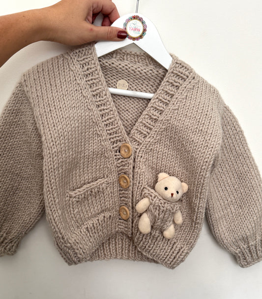 2-3 years chunky parchment teddy cardigan