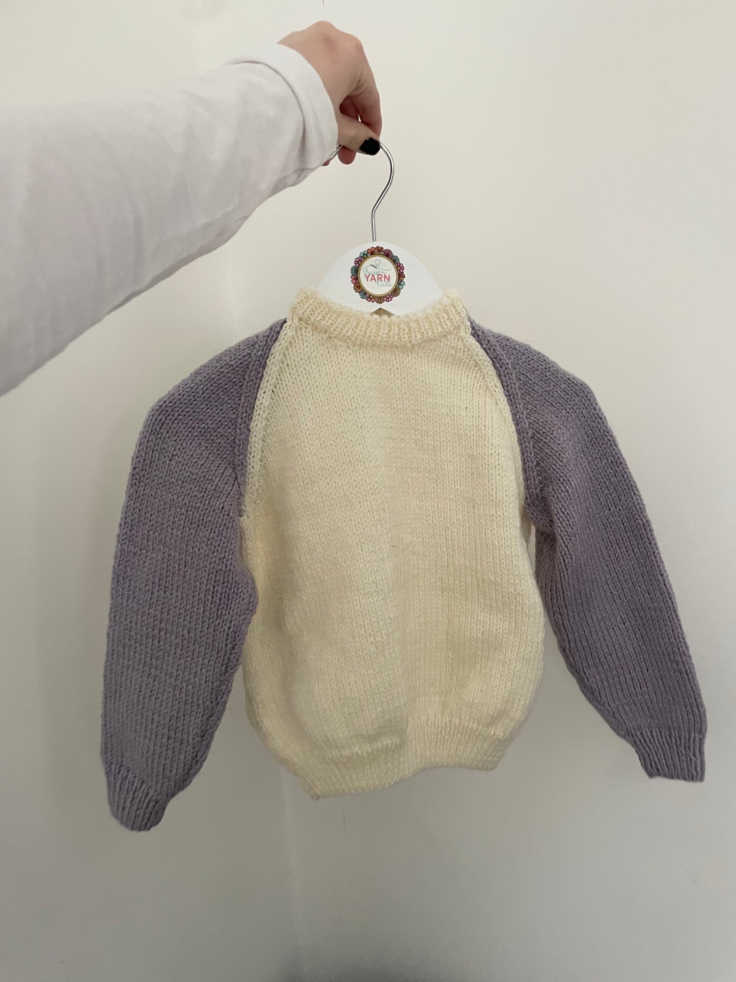 12-18 months cream & parma violet jumper