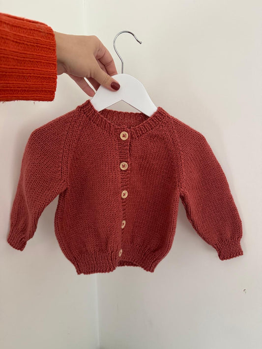 9-12 months (generous) dusky peach Cardigan