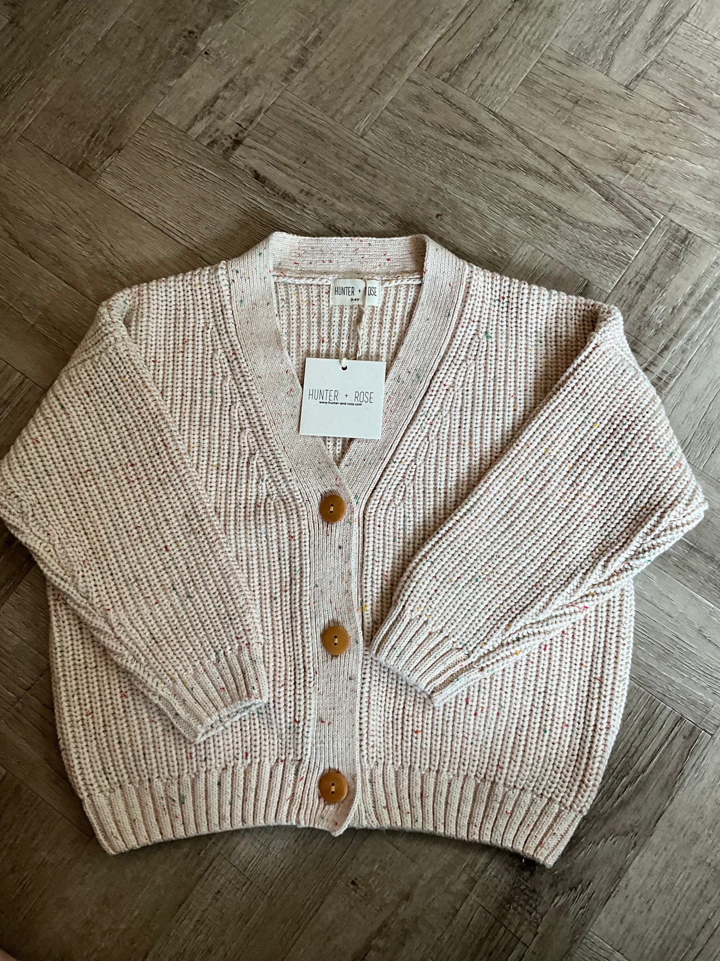 3-4 years Hunter + Rose rainbow fleck cardigan