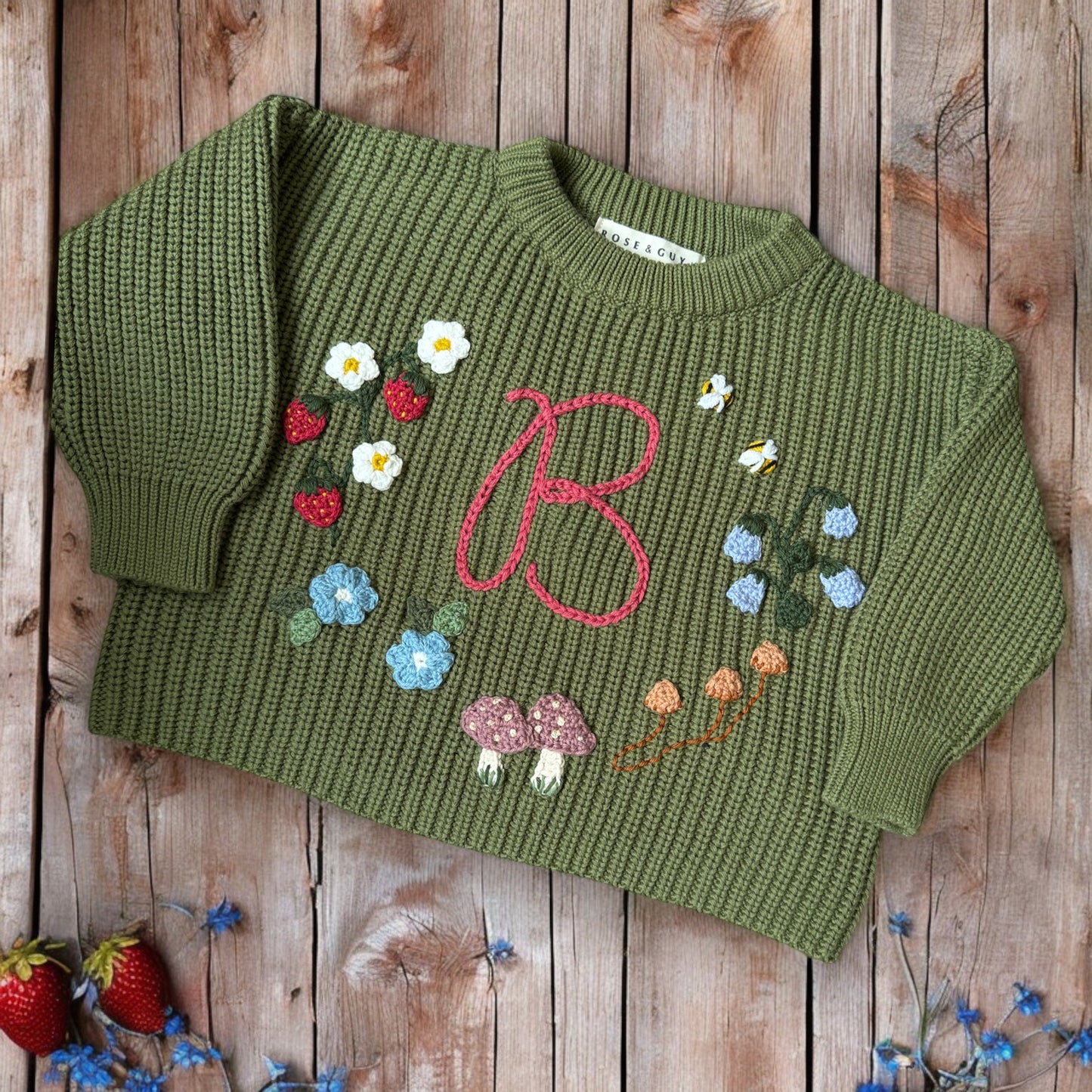 Personalised Rose & Guy Olive Jumper